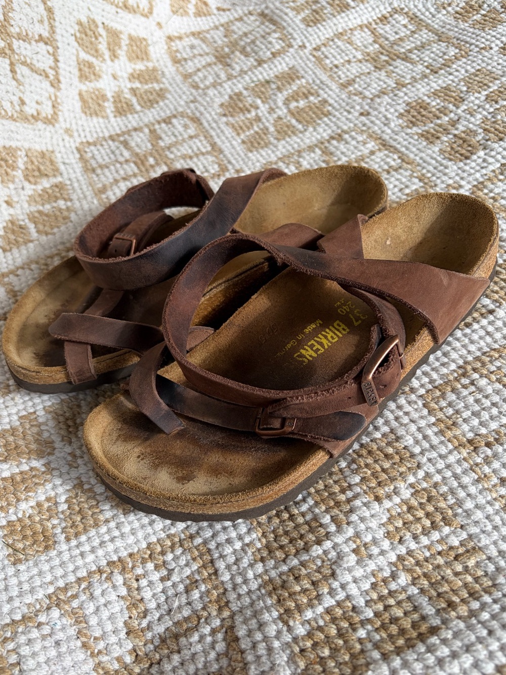 Birkenstock Yara Habana Brown Oil Leather Ankle Strap Sandals EU 37 US 6 REGULAR